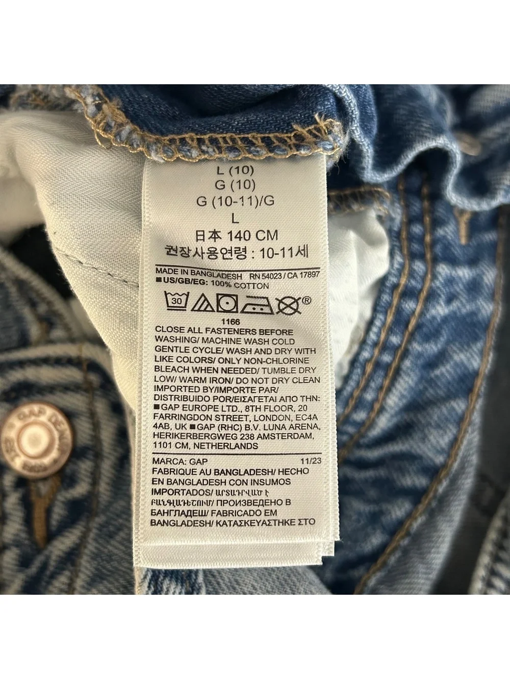 GAP Kids Blue Denim Overalls Shortalls  Distressed Size Large (10)